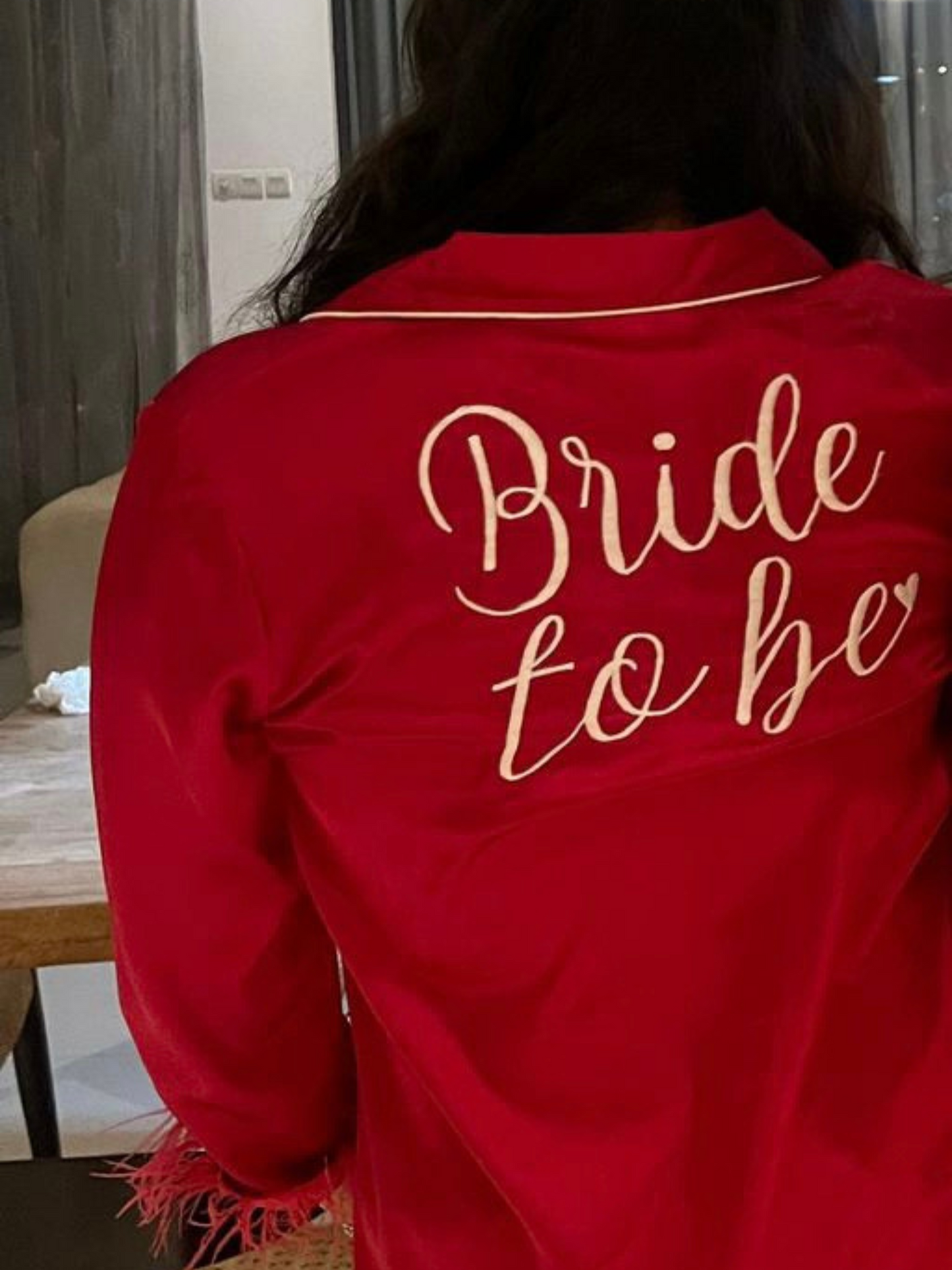 Red Berry Ostrich Feather 'Bride to be' Set