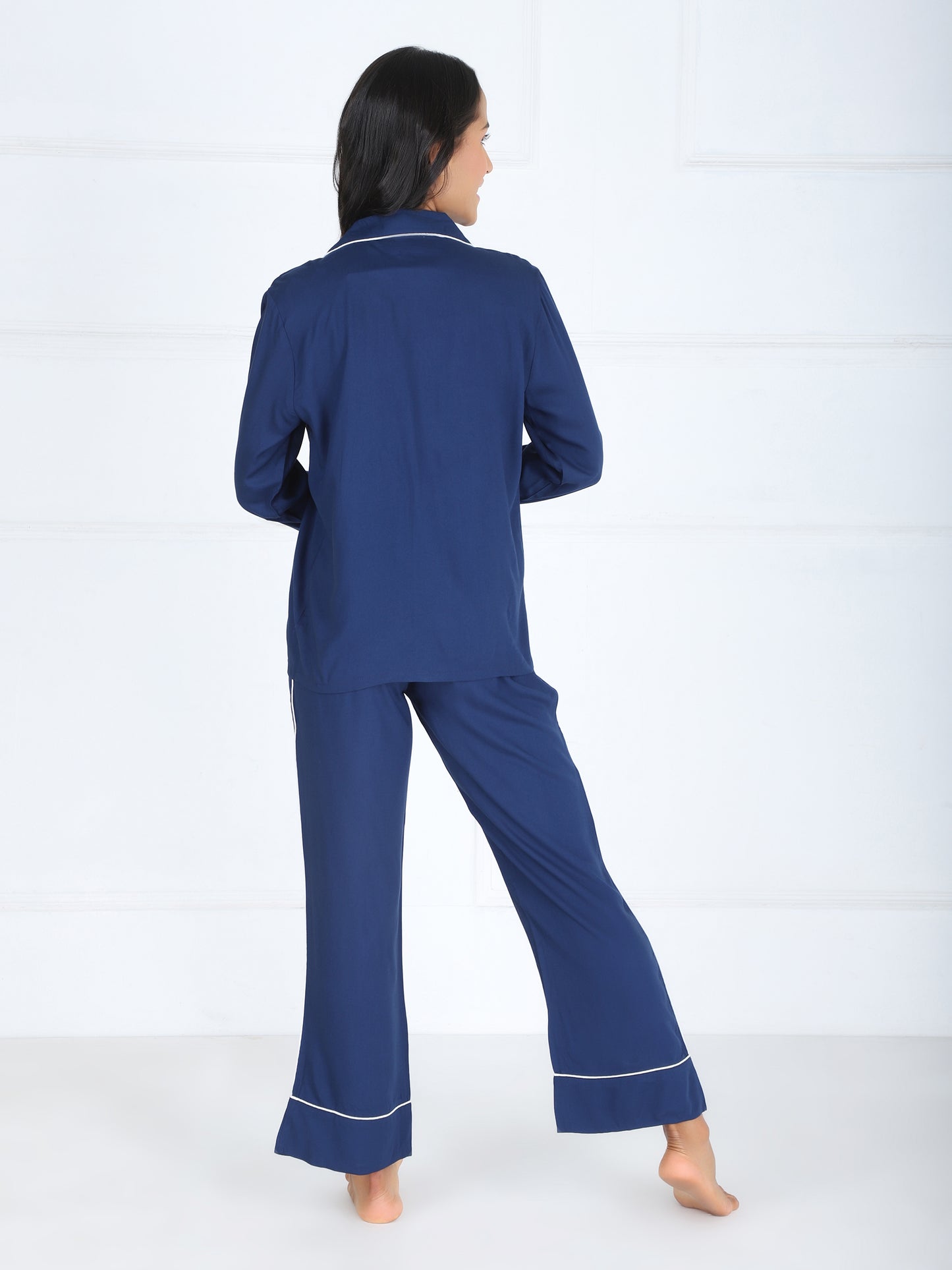 Personalized Super-soft Blue Button Down Pajama Set