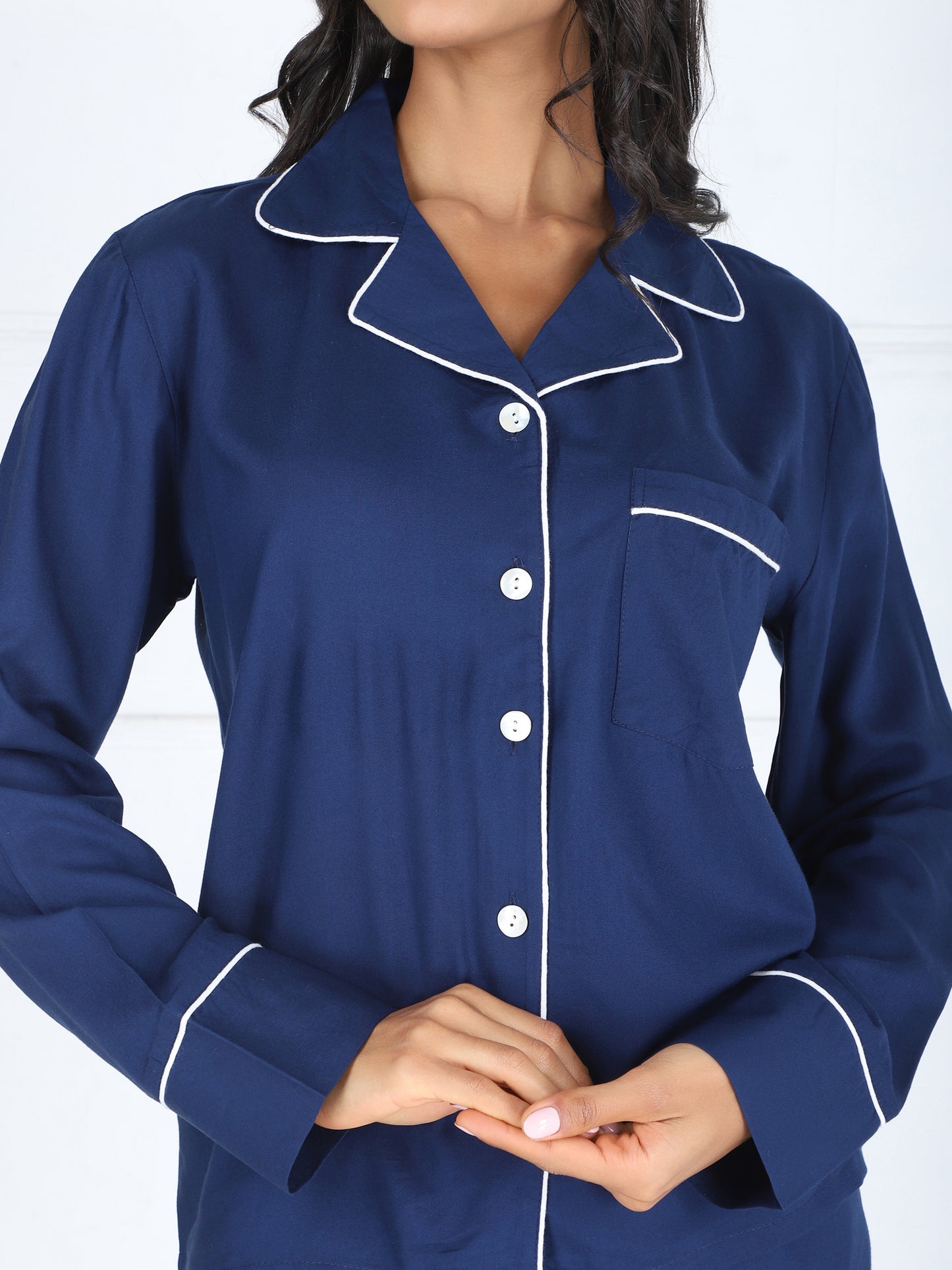 Personalized Super-soft Blue Button Down Pajama Set
