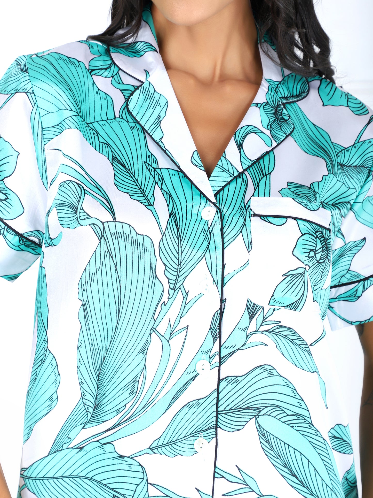 Tropical Green Shorts Set