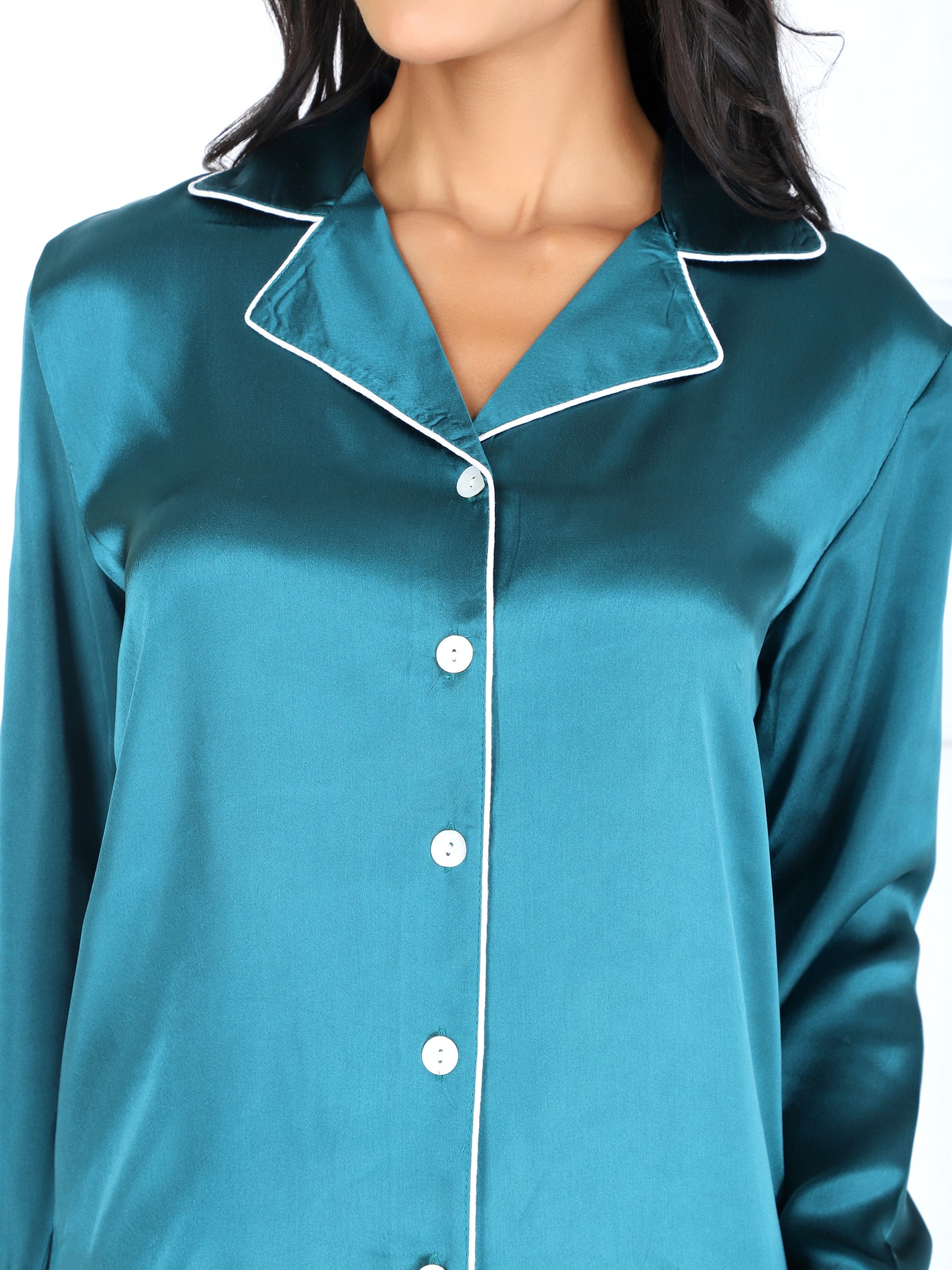 Premium Satin PJ Set in Teal