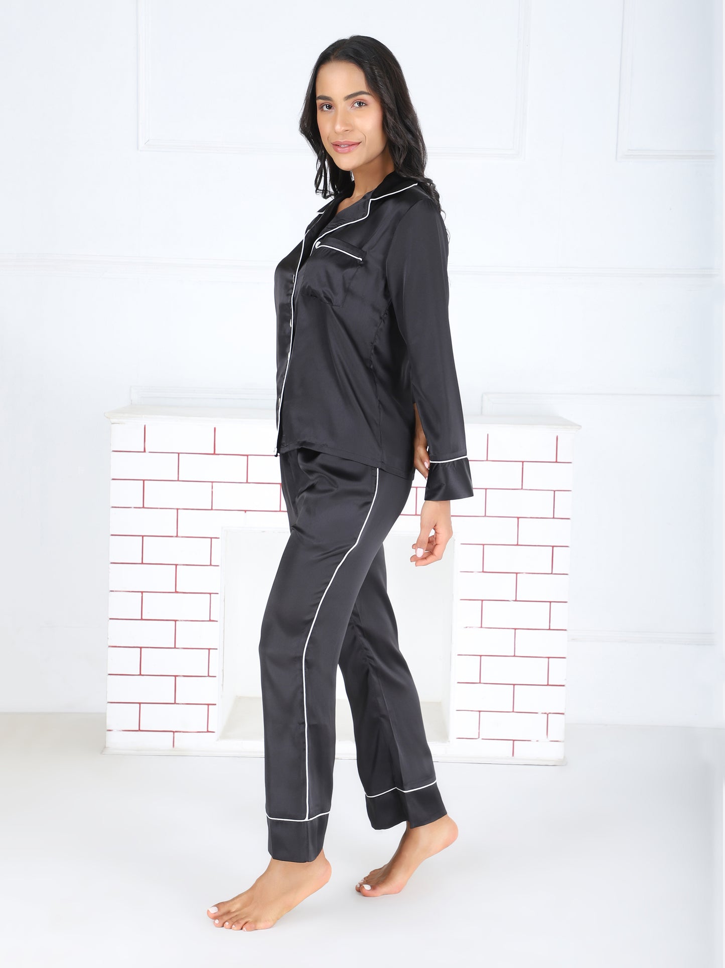 Personalized Premium Satin PJ Set in Black