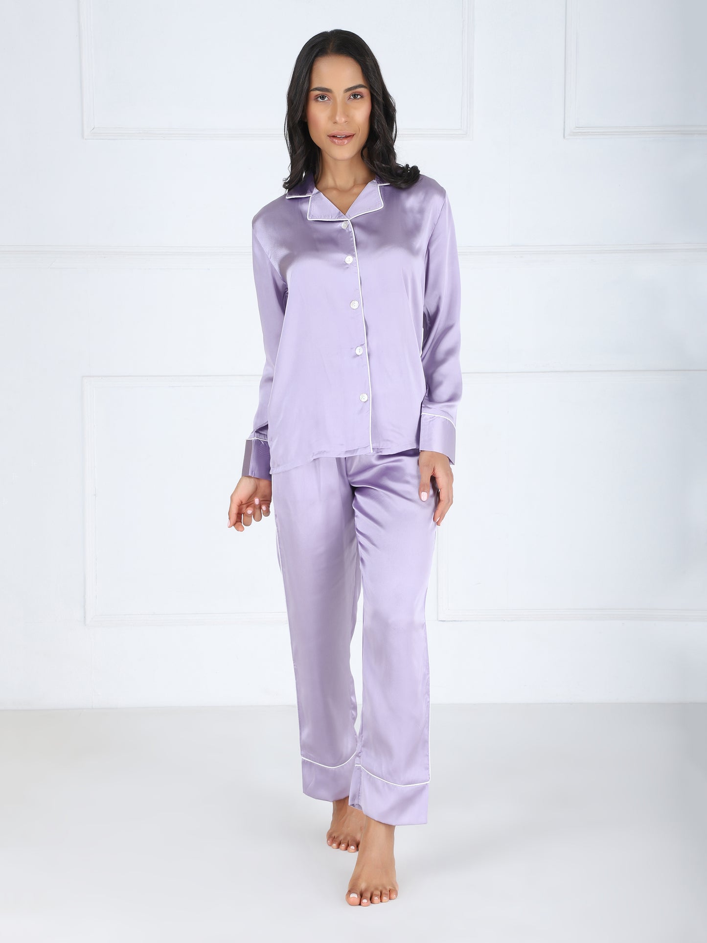 Personalized Premium Satin PJ Set in Lilac