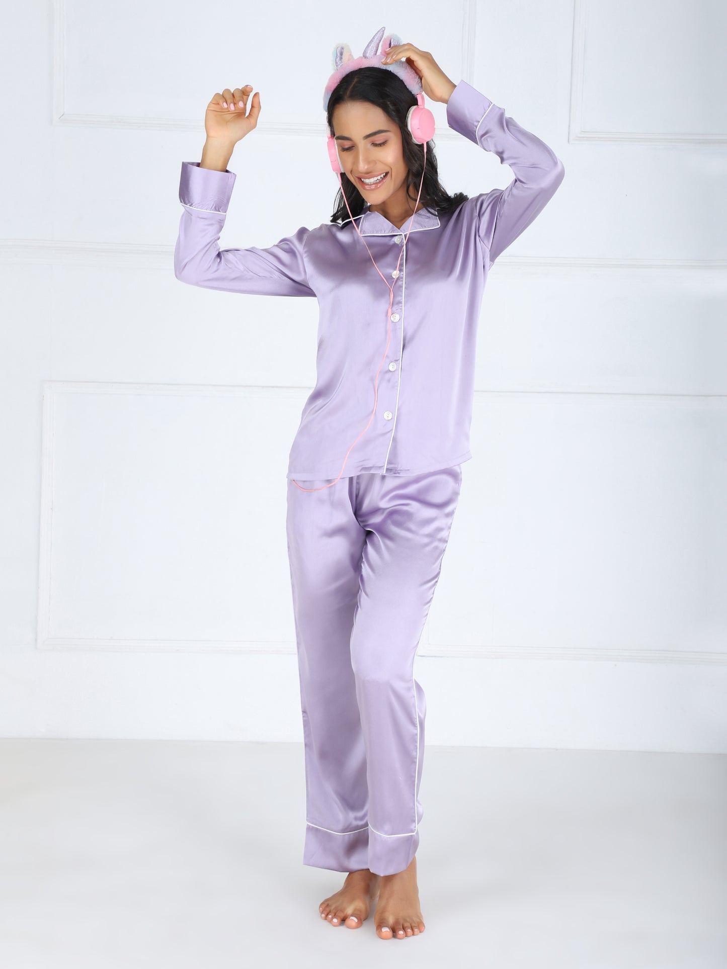 Personalized Premium Satin PJ Set in Lilac