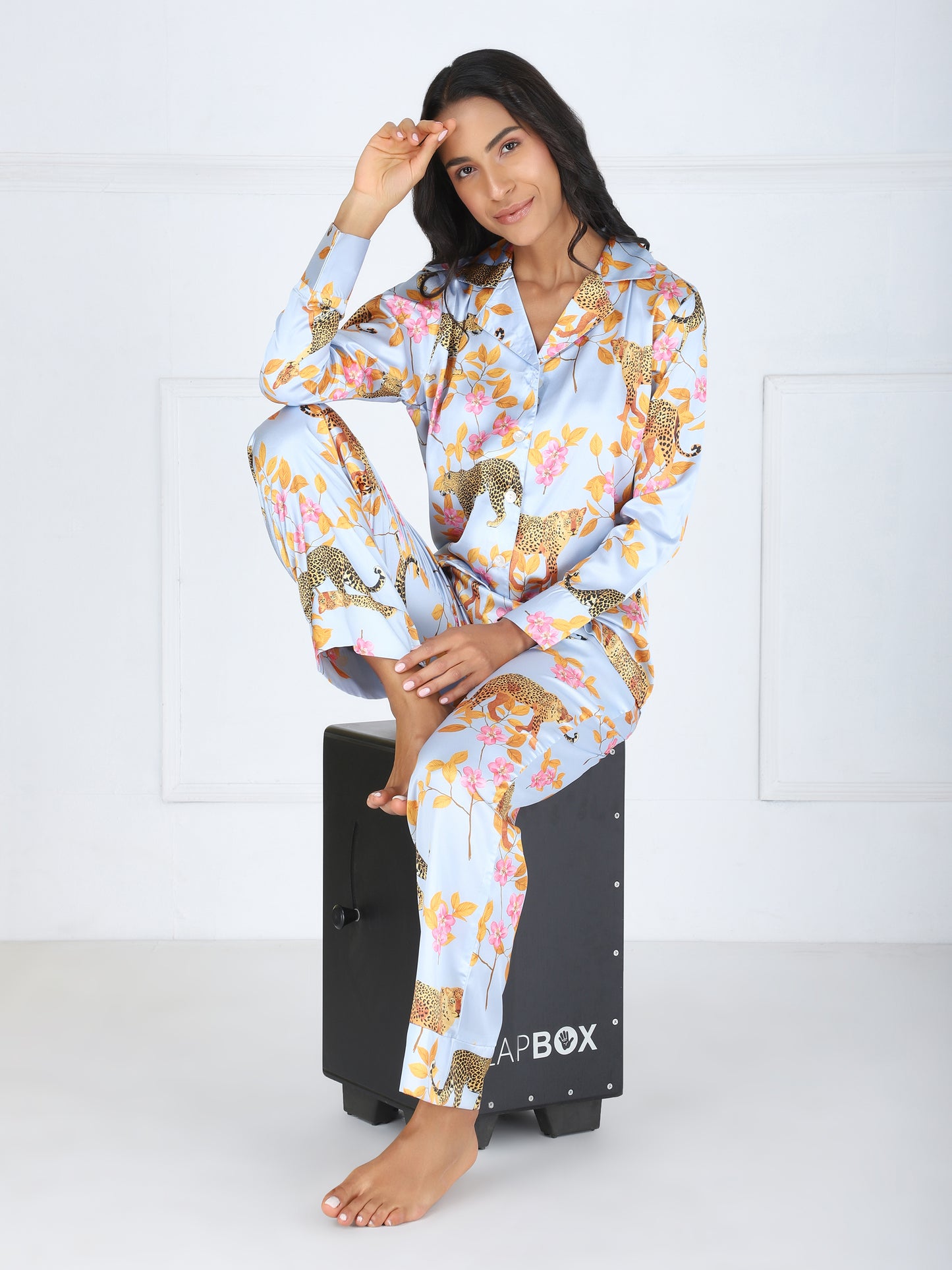 Floral Leopard Set in Premium Satin