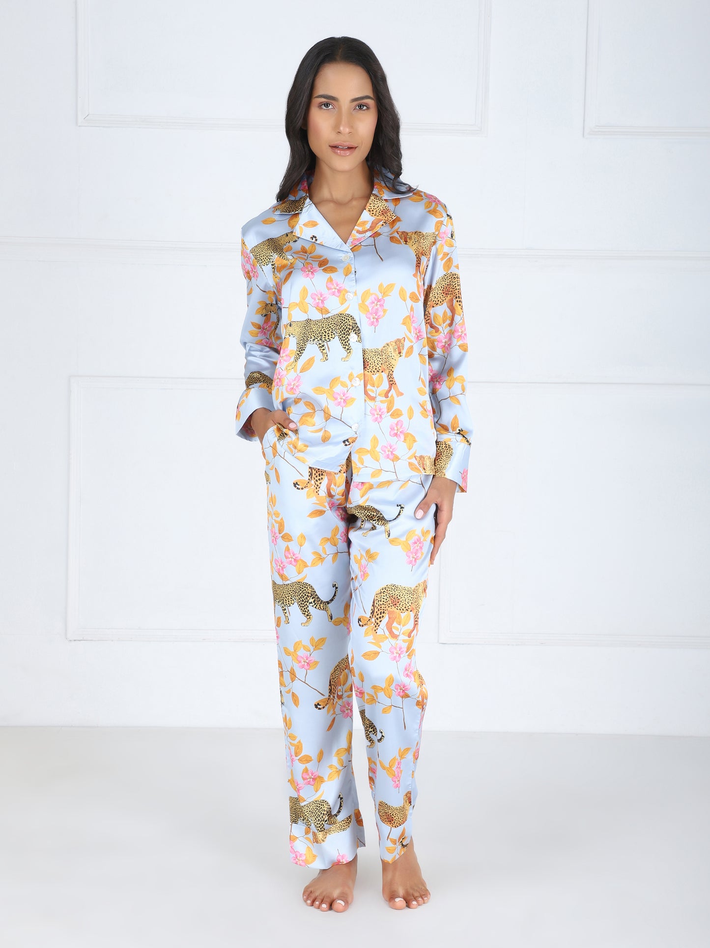 Floral Leopard Set in Premium Satin
