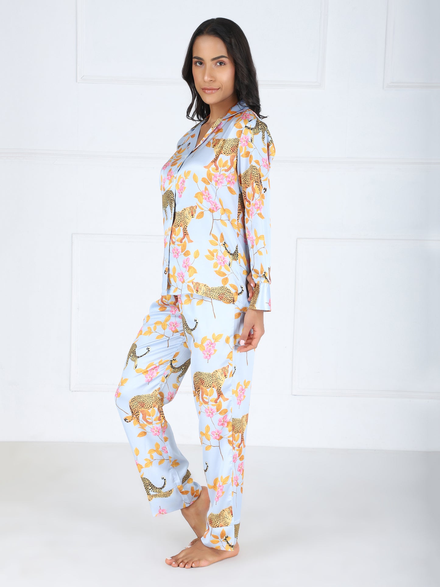 Floral Leopard Set in Premium Satin