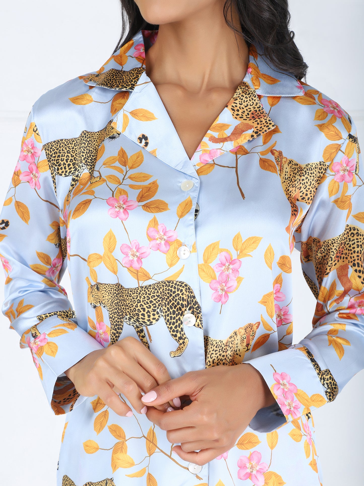 Floral Leopard Set in Premium Satin