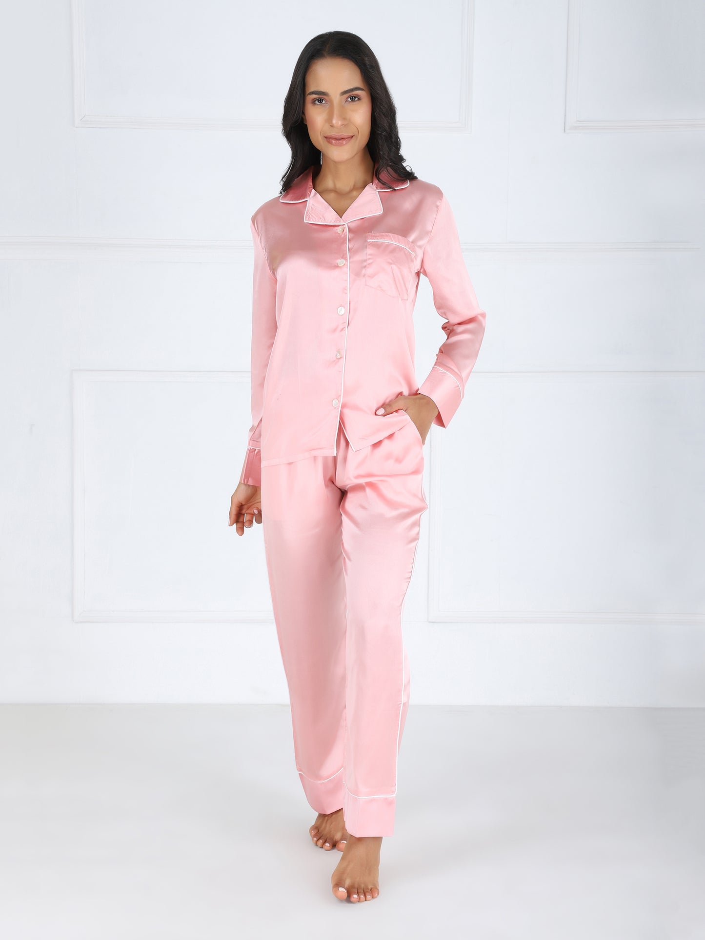 Personalized Premium Satin PJ Set in Peach