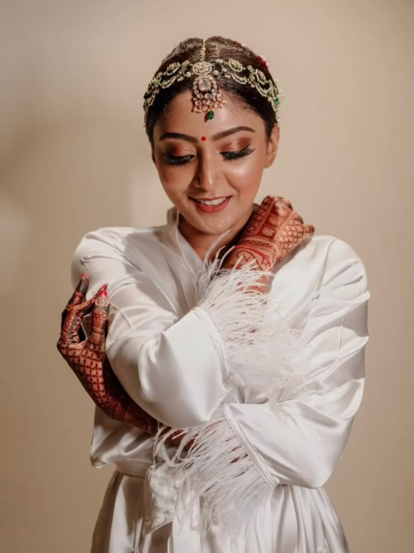White ostrich feather Bridal Robe