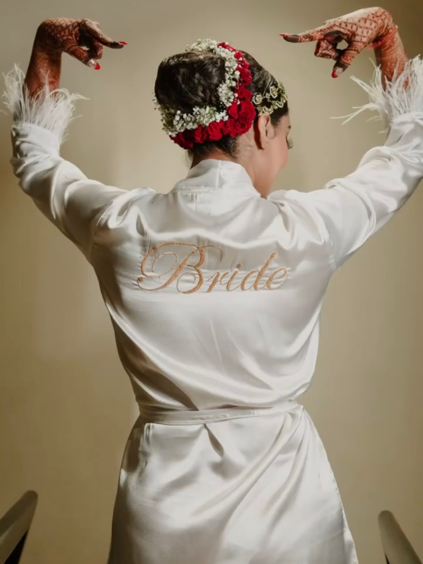 White ostrich feather Bridal Robe