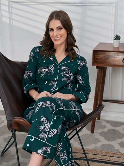 Green Zebra Set in Cotton