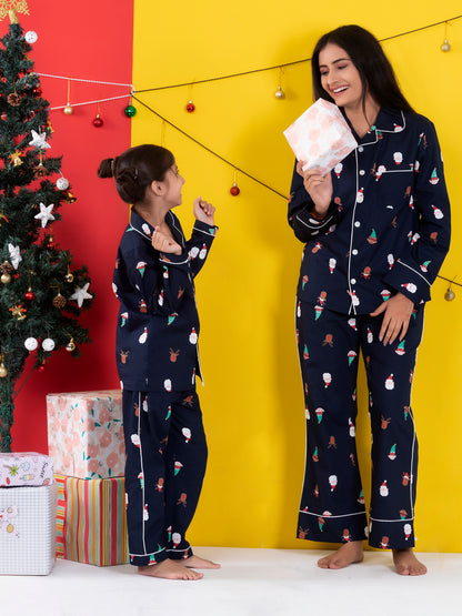 Navy Santa Reindeer Combo Set (Adult & Kids)