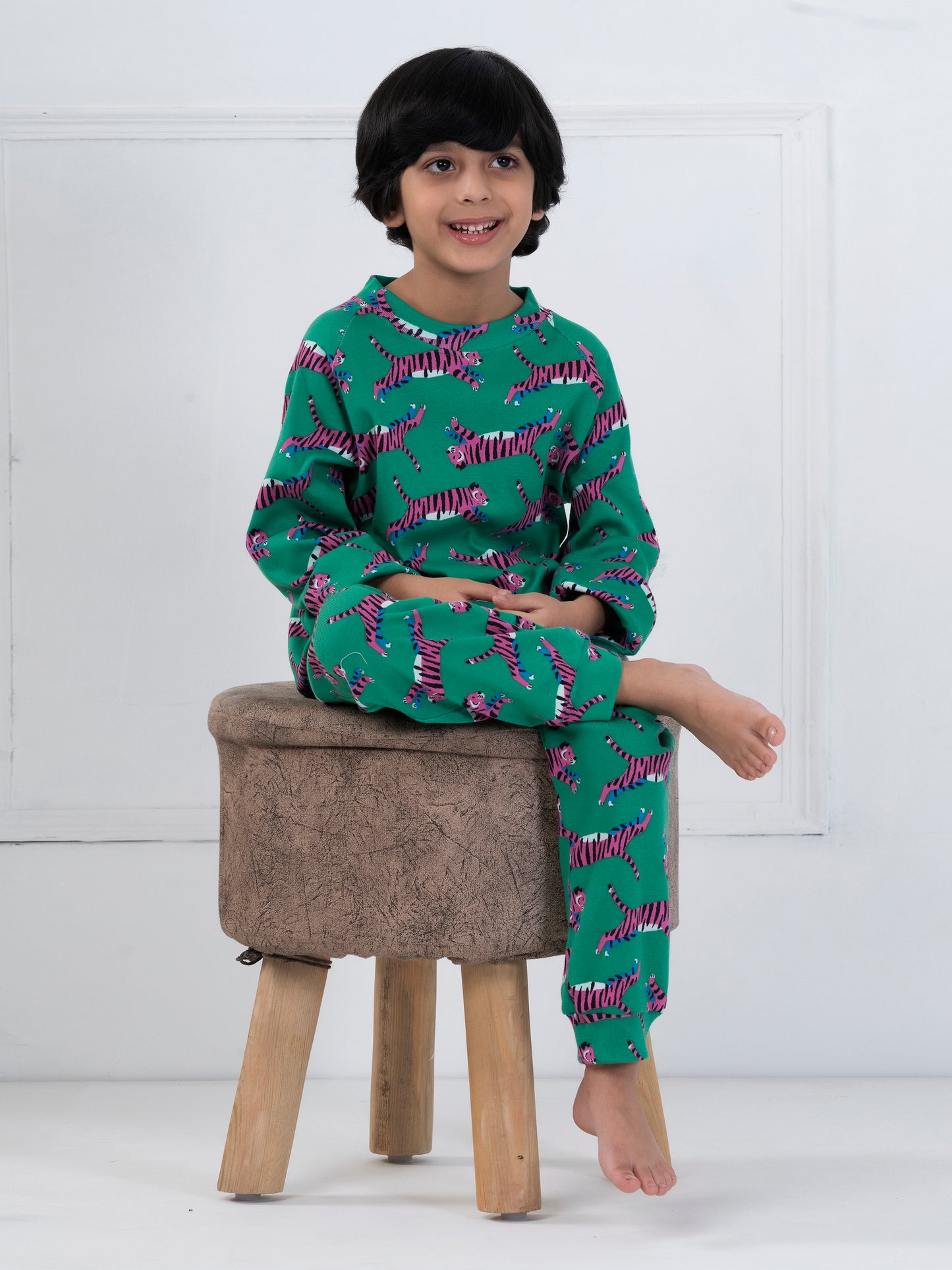 Green Tiger Print Kids Set