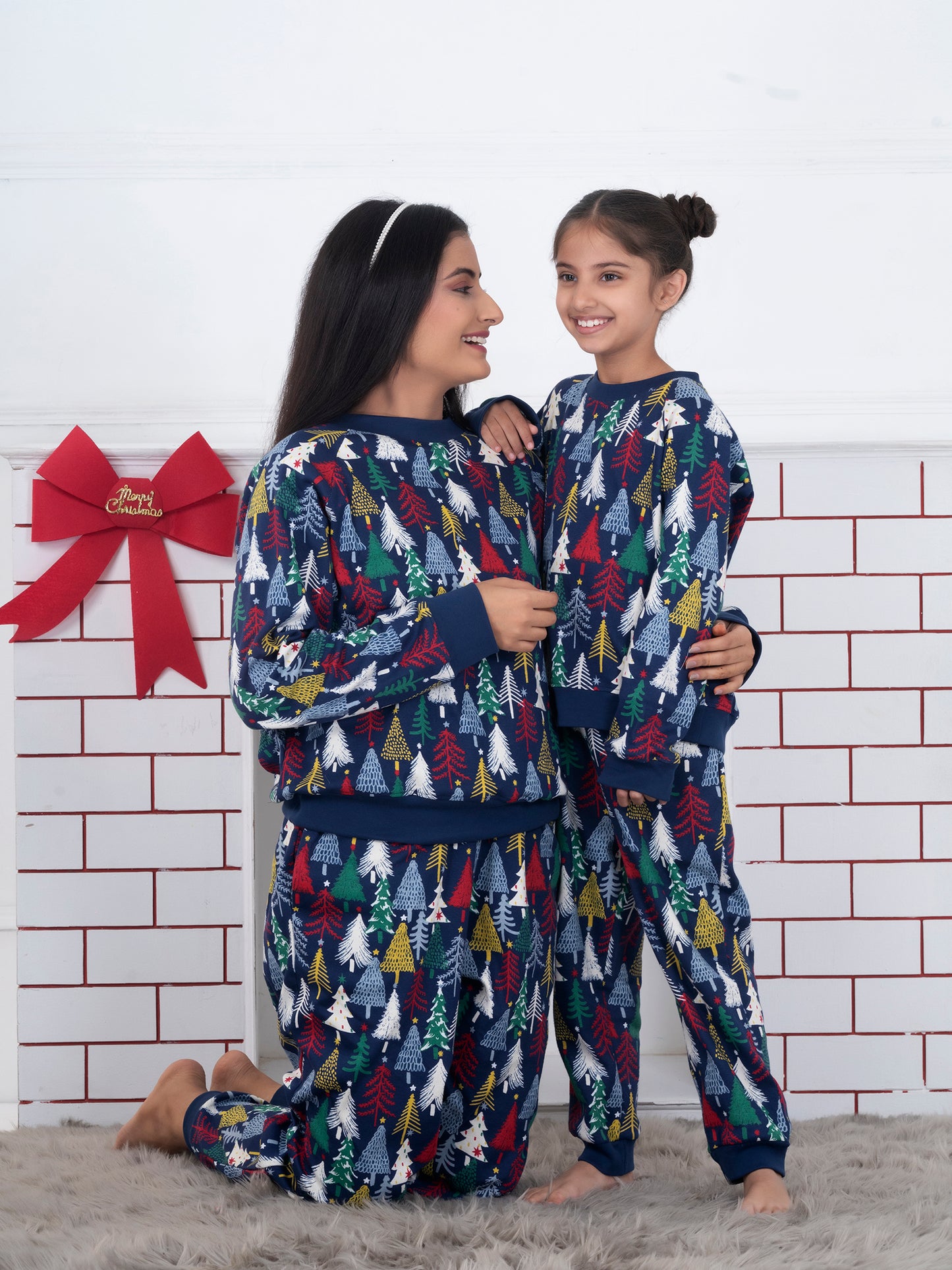 Navy Christmas Tree Combo Set (Adult & Kids)