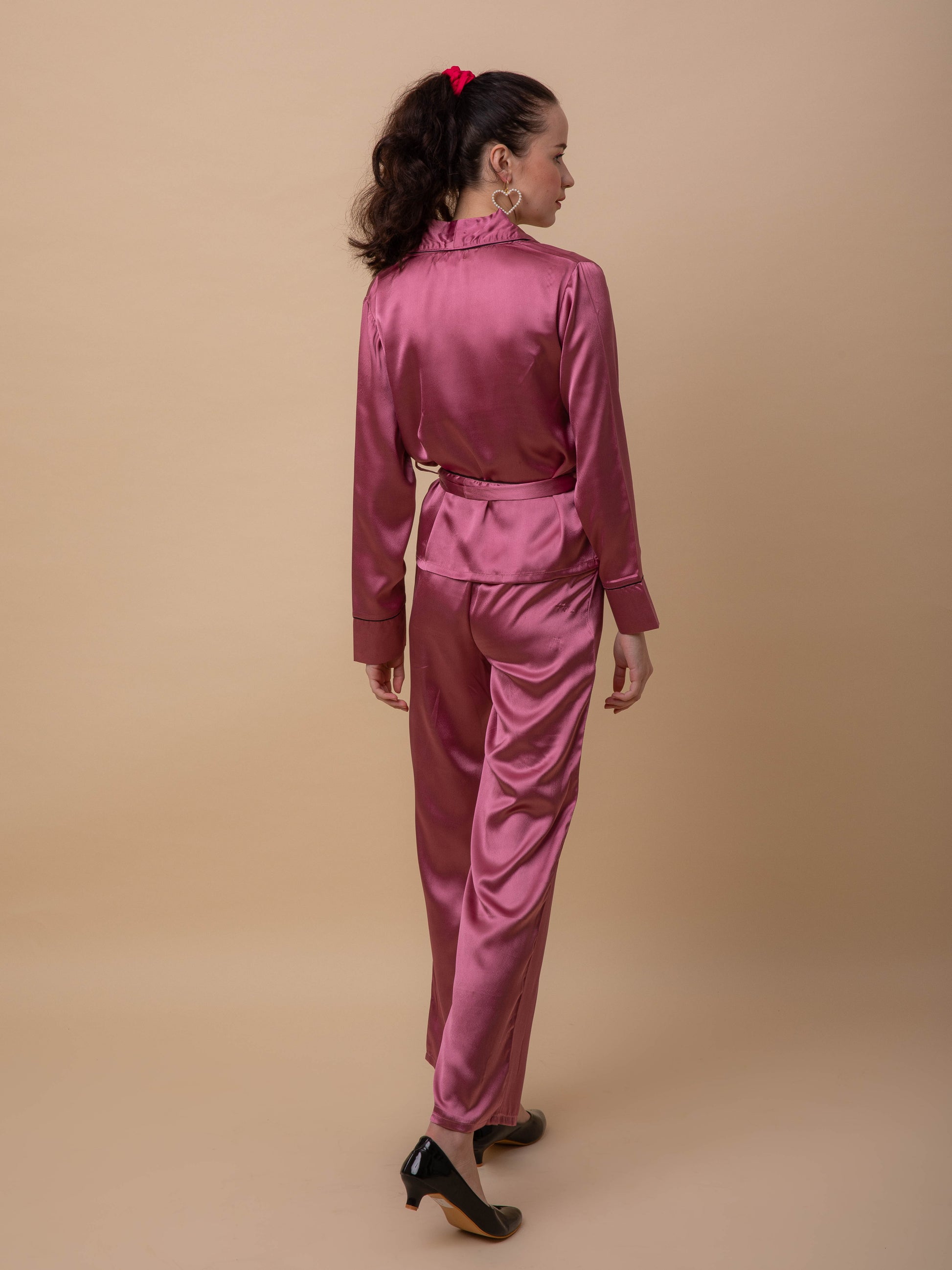 Coco Dusky Pink Satin Robe Set - Main Image
