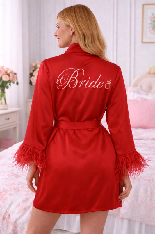 Red feather Bridal Robe