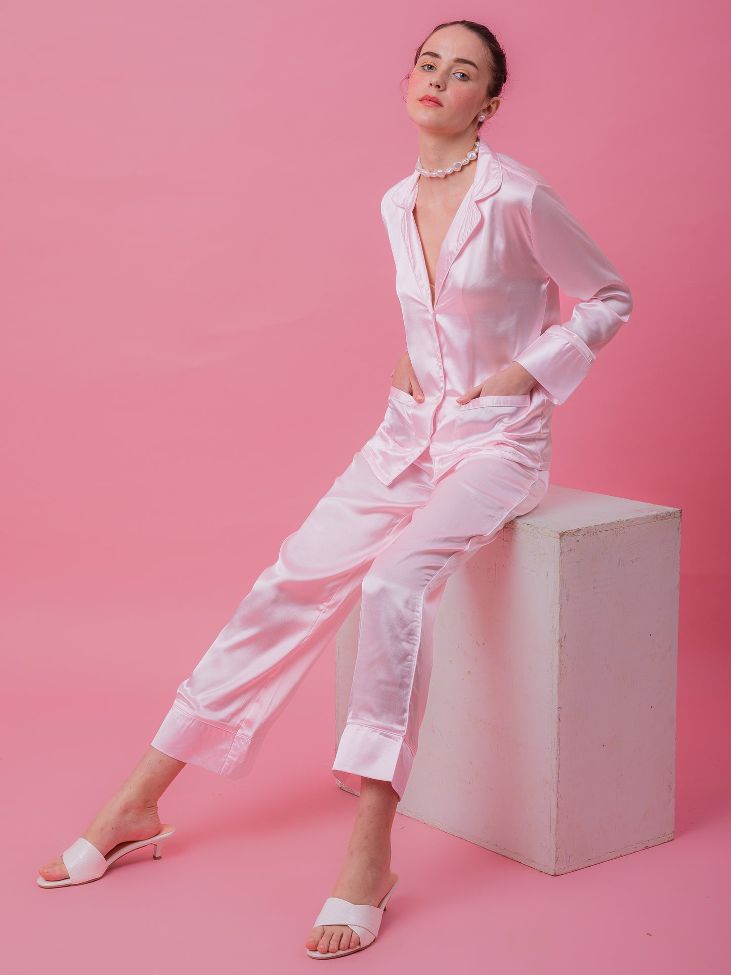 Luxe Satin Baby Pink PJ Set