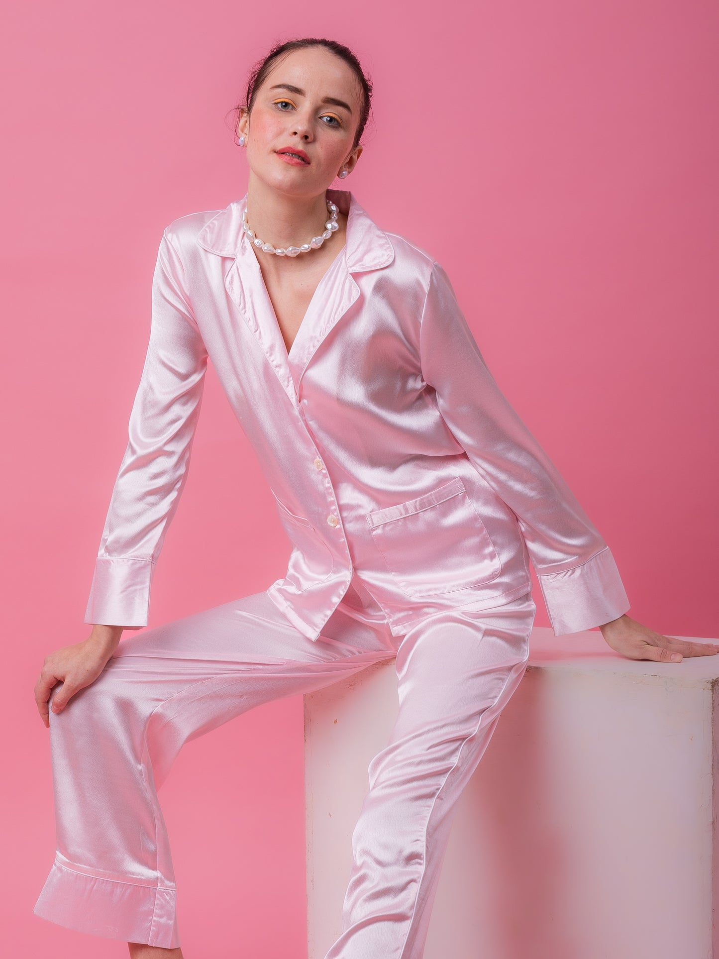 Luxe Satin Baby Pink PJ Set