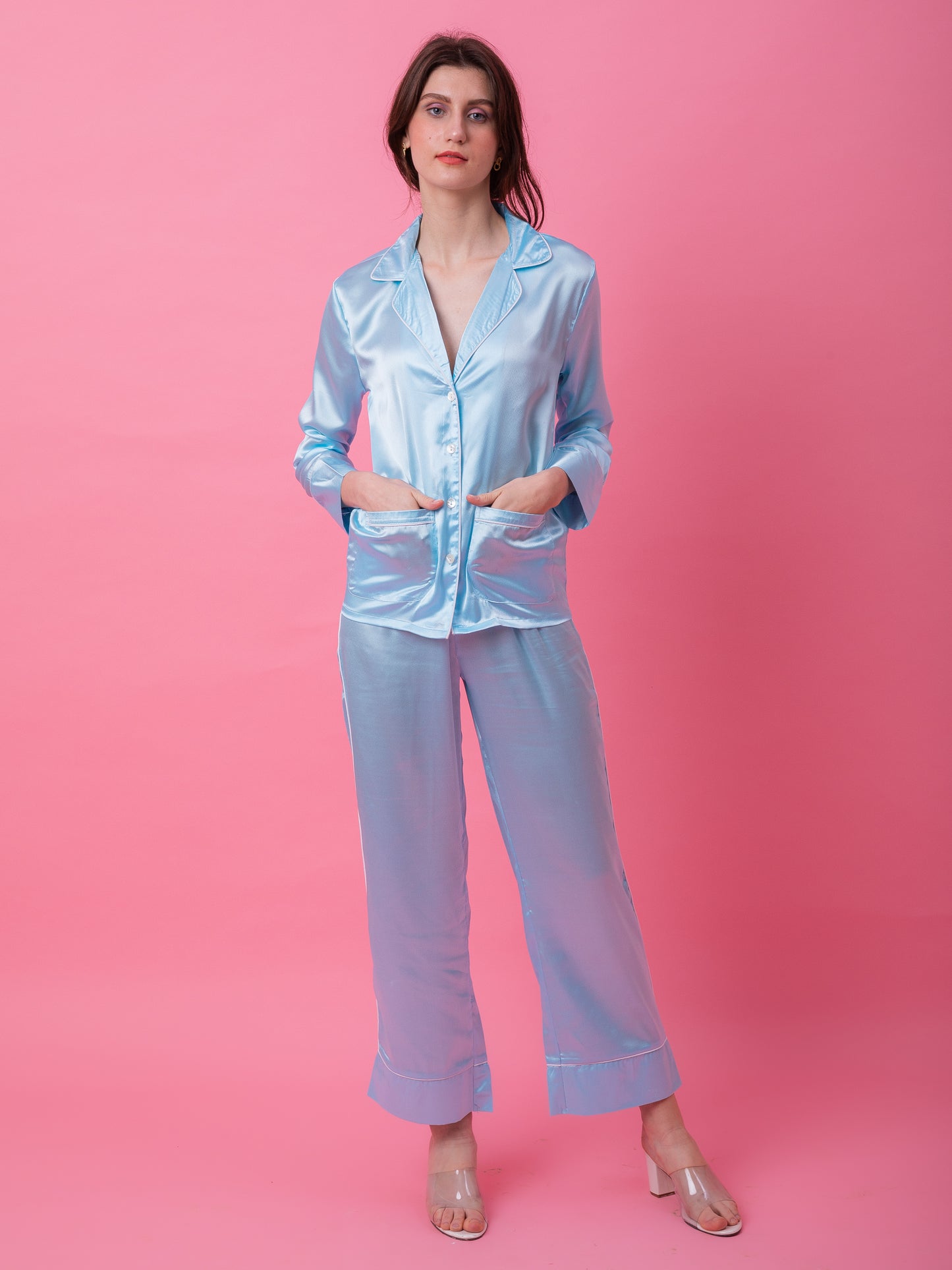 Luxe Satin Powder Blue PJ Set