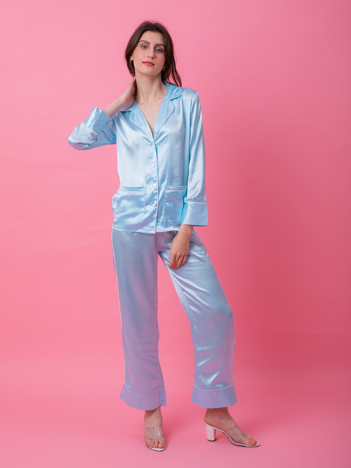 Luxe Satin Powder Blue PJ Set