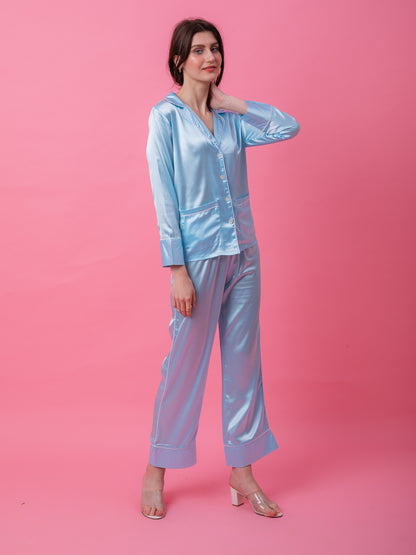 Luxe Satin Powder Blue PJ Set