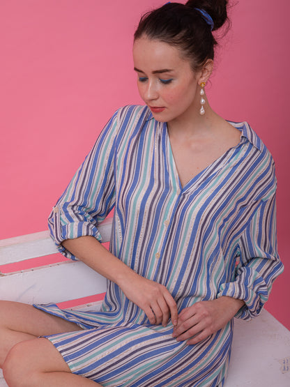 Multi Blue Stripe Sleep Shirt