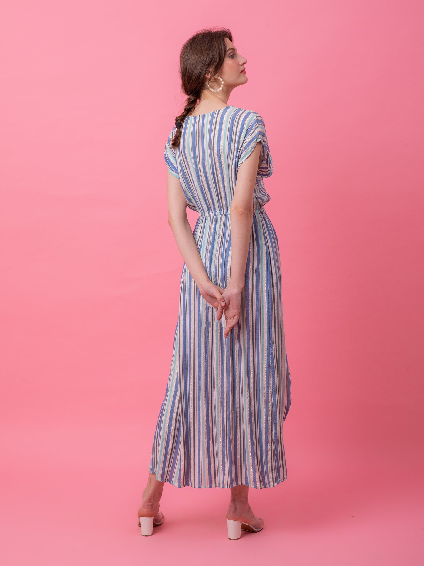 Multi Blue Stripe kaftan Dress