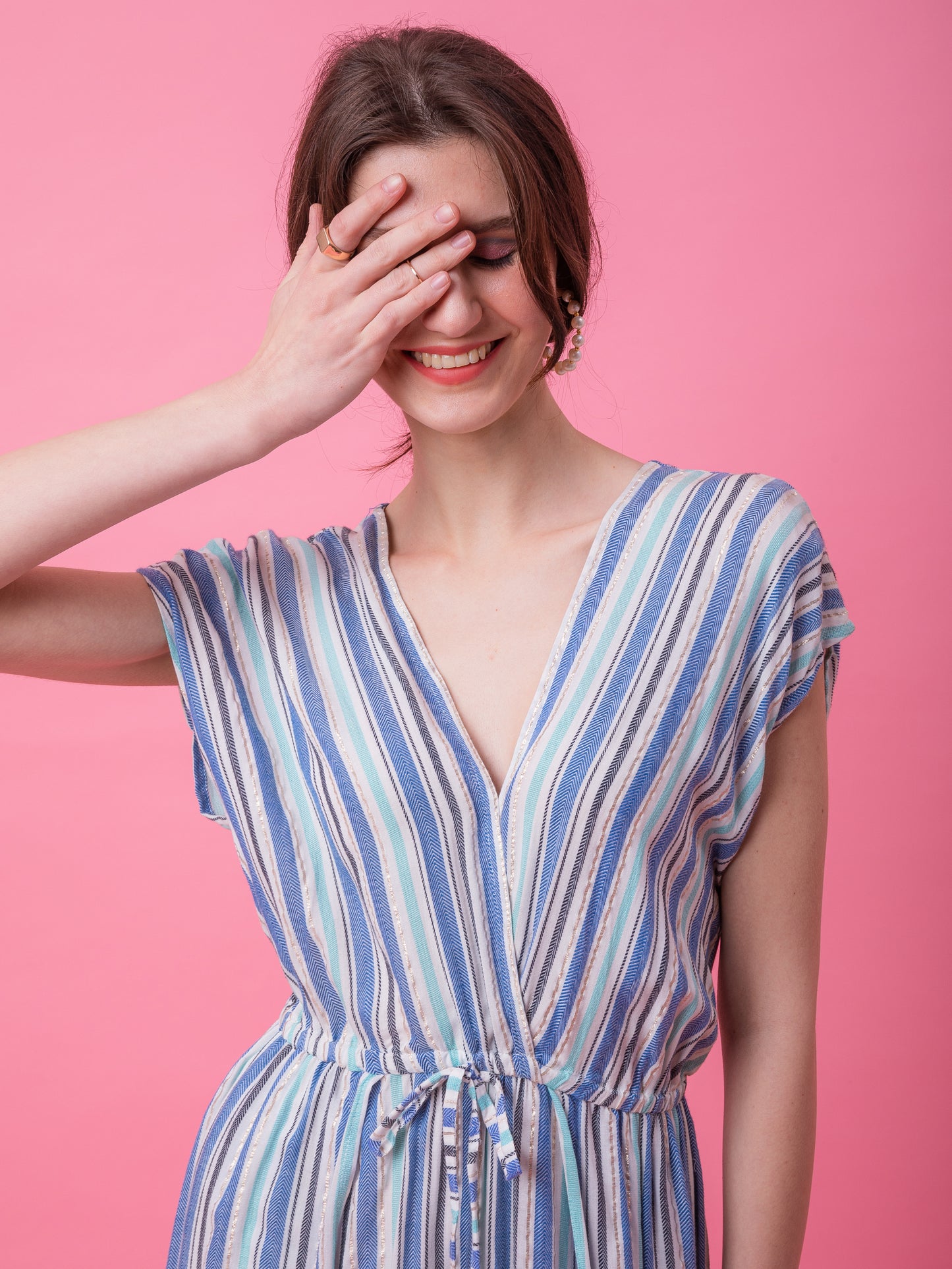 Multi Blue Stripe kaftan Dress