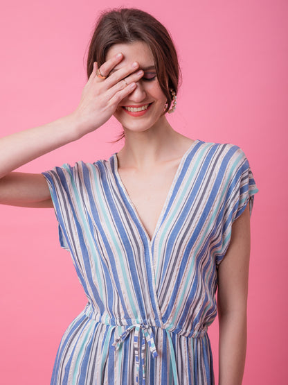 Multi Blue Stripe kaftan Dress