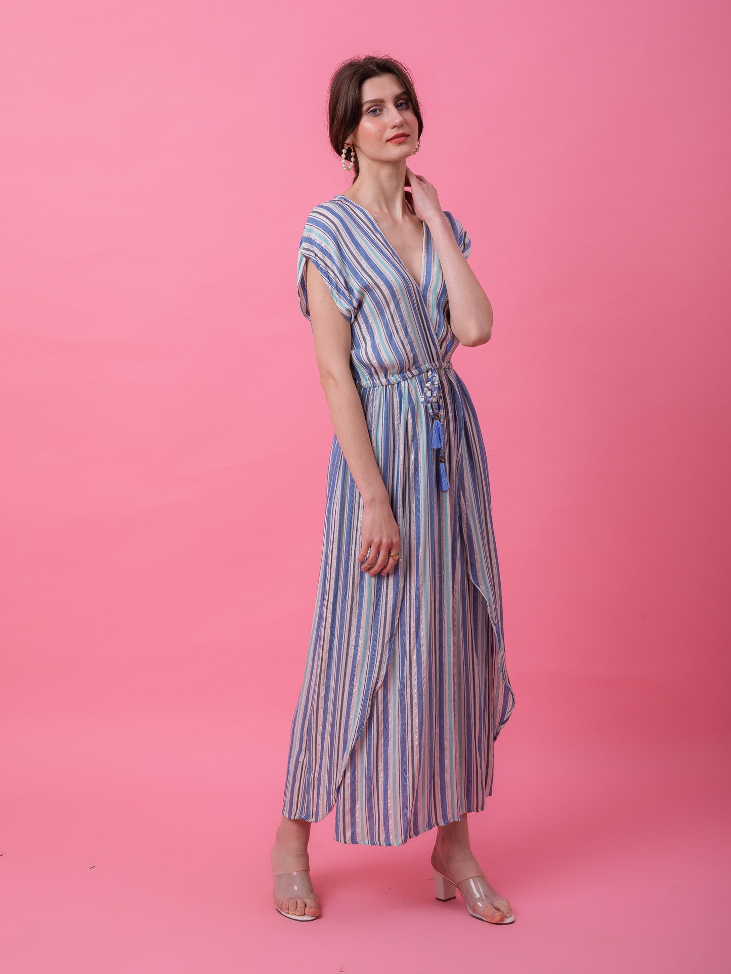 Multi Blue Stripe kaftan Dress