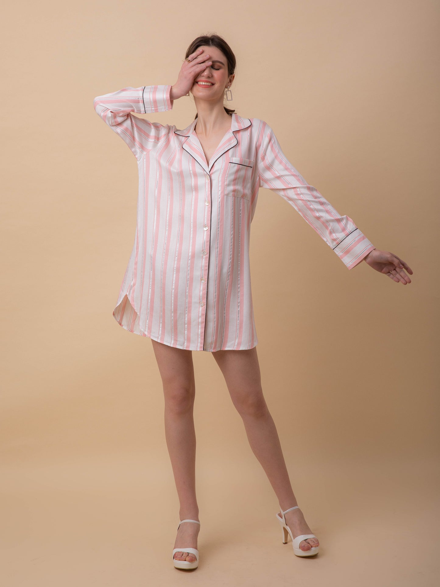 Pink Stripe Sleep shirt