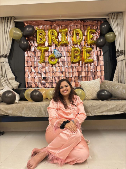 Pink Personalized Name & Bride Feather Set