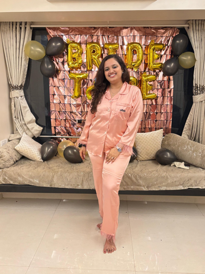 Pink Personalized Name & Bride Feather Set
